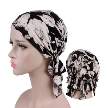 2020 Naujas mados spausdinti moteris turbaną skrybėlę minkšta elastinga gėlės lady musulmonų šukuosena apvyniokite galvą skara hijab kepurės turbante moteris