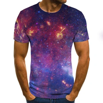 2020 naujas mados vyriški T-shirt gražus žvaigždėtas dangus viršūnes 3D atspausdintas trumpas rankovės vasaros apvalios kaklo marškinėliai madinga streetwear