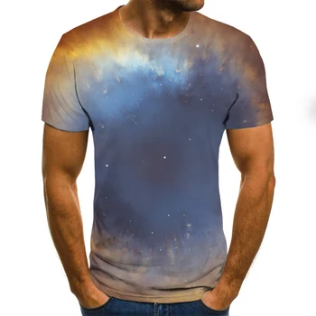 2020 naujas mados vyriški T-shirt gražus žvaigždėtas dangus viršūnes 3D atspausdintas trumpas rankovės vasaros apvalios kaklo marškinėliai madinga streetwear