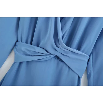 2020 Naujas Moterų Suknelė Rišti pasinėrus V-iškirpte ilgomis rankovėmis Mini Suknelė elegantiškas Femme Skraiste Ropa Mujer Vestidos