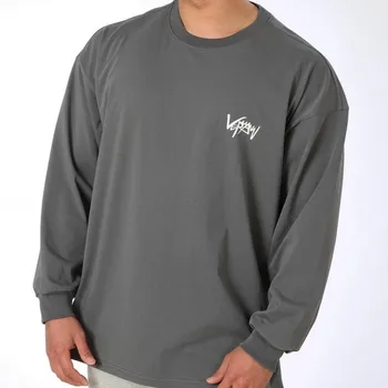 2020 naujas palaidų montavimo vyrų street marškinėliai vyriški hip-hop žiemos pagrindinio ilgomis rankovėmis