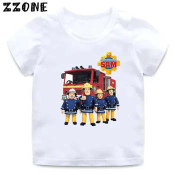 2020 Naujas Vasaros Kūdikių Berniukų marškinėliai Gaisrininkas Sam Animacinių filmų Spausdinimo Vaikų Marškinėliai Juokinga Ugniagesiai Vaikų Mergaičių Viršūnes Drabužiai