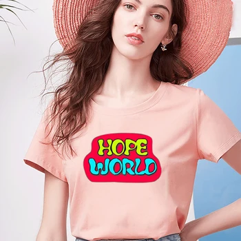 2020 Naujas Vasaros trumpomis Rankovėmis Tikiuosi, Žemės Raidžių Spausdinti Juoda Balta Atsitiktinis korėjos Mielas Didelis T-shirt Moterims Viršų