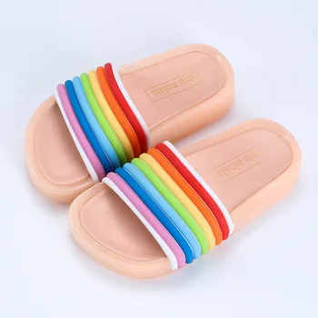 2020 Naujas Vasaros Vaikų LED Šlepetės Berniukų, Mergaičių Šlepetės PVC neslidus Vaivorykštė Paplūdimio Sandalai Vaikams Namų Vonios Flip Flops