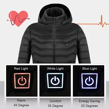 2020 Naujas Vyrų Žiemos Šiltas USB Šildymo Smart Jackets Termostatas Gryna Spalva Gobtuvu Šildomos Drabužiai Neperšlampamas Šiltas Striukes