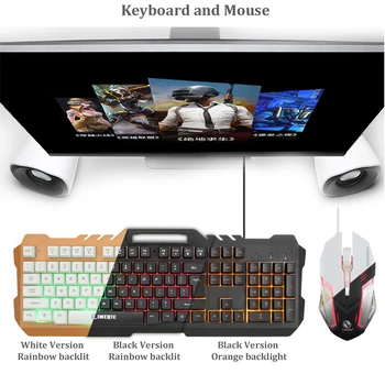 2020 naujas Žaidimų Rinkinys, Combo USB Laidinė LED Apšvietimu Mechaninė Jaustis Žaidimų Klaviatūra su 3200 DPI Reguliuojamas žaidimų pelės gamer