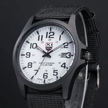 2020 Naujausias Atvykimo Prekės XINEW Armijos Laikrodžiai Vyrams Unikalus Nailono Diržas Kalendorius Atsitiktinis Kvarco Žiūrėti Reloj Hombre Marca Originalas