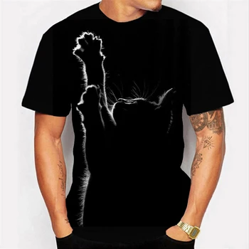 2020 Naujų Animacinių filmų Marškinėliai Stilius Atsitiktinis Skaitmeninis Katė 3D Print T-shirt Vyrai Moterys Marškinėlius Vasaros Trumpas Rankovės O-kaklo Hip-Hop Viršūnes Tees