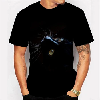 2020 Naujų Animacinių filmų Marškinėliai Stilius Atsitiktinis Skaitmeninis Katė 3D Print T-shirt Vyrai Moterys Marškinėlius Vasaros Trumpas Rankovės O-kaklo Hip-Hop Viršūnes Tees