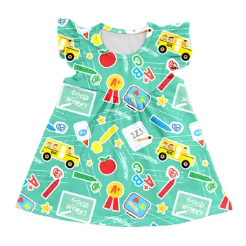 2020 Naujų Vaikų Vasaros Suknelė Baby Girl Dress Mergina Atgal į Mokyklą Dress Spausdinti Modelį, Vaikai Boutique Dienos Mokykloje Mergaitės Suknelė