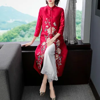 2020 naujųjų metų Kinijos siuvinėjimo gėlių lady drabužius ilgai windbreakers