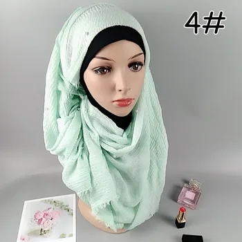 2020 perlai Vingiuoti Hijab šalikas Medvilnės Musulmonų Moteris Skaros Turbaną Islamo Drabužius, Galvą Apvyniokite galvos Apdangalai Šalikas arabų skarelė