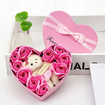 2020 Valentino Dieną 10 Gėlės Muilo Gėlių Dovanų Rožių dėžės Tenka Puokštė Vestuvių Dekoravimo, Dovanų Festivalis Širdies formos Dėžutė