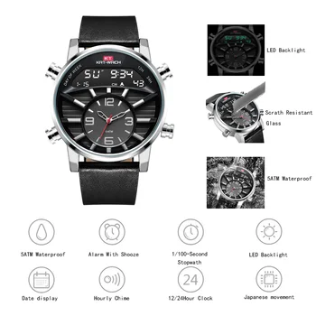 2020 Viršuje Prekės Sporto Chronograph Vyrų Rankiniai Skaitmeniniai Kvarco dvigubai Judėjimo Vandeniui 50M Nardymo Watchband Vyrų Laikrodis