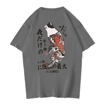 2020 Vyrų Hip-Hop Marškinėliai Streetwear Monstras Katė T-Shirts Harajuku Japonija Stiliaus Juokinga Marškinėlius Vasaros Trumpomis Rankovėmis Vatos Pagaliukai Tees
