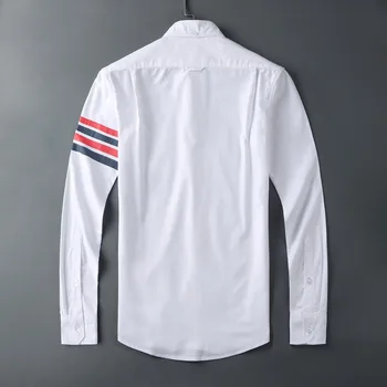 2020 Vyrų Oksfordo Naujas siuvinėjimo Mados Dryžuotas Medvilnės Atsitiktinis Marškinėliai Marškinėliai aukštos kokybės Kišenėje ilgą rankovėmis Viršuje M 2XL #GG3