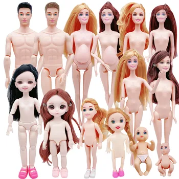 2020 vėliau kaip iki 30cm/15cm kilnojamojo sąnarių mielas 3D akis moterų/vyrų nuogas lėlės galvą, kūną mados mergina vaikų Kalėdų dovana žaislas