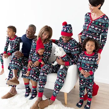 2020 Šeimos Atitikimo Komplektus Atrodo Sniego Kalėdų Pižama, Tėvas, Motina, Vaikai Sleepwear Mamytė ir Man Drabužiai, Pižamos Bendras Rinkiniai