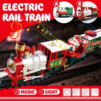 2020New Kalėdų Elektros Geležinkelių Automobilinio Traukinio Žaislų Vaikų Elektros Žaislas Geležinkelio Traukinių sąstatų Lenktynių Kelių Transporto Pastato Žaislai