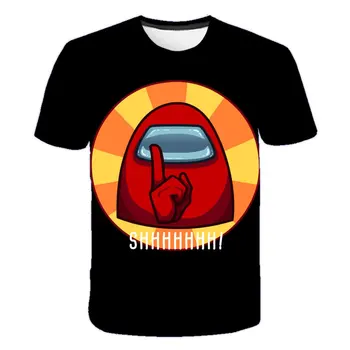 2021 3D Marškinėlius Vaikai Tarp Mūsų, T-marškinėliai Berniukams/Mergaitėms Spausdinti Karikatūras Vaikų Drabužių Paauglių Įdomių Drabužių Black T Shirts