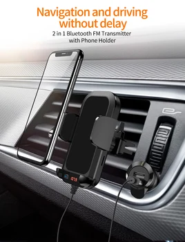 2021 Bluetooth 5.0 FM Transmitter w/Telefono Laikiklis, Automobilinis MP3 Grotuvas Automobilinio Rinkinio Parama TF Kortelę U Disko AUX Muzikos Grotuvas