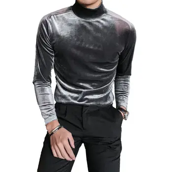 2021 Kietų Vyrų Marškinėlius Sutirštės Golfo Long Sleeve T-shirt Mados Klubas Slim Fit Rudens-Žiemos Vyrų Viršuje Marškinėlius korėjos Stiliaus