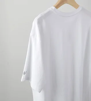 2021 M. Pavasarį, Vasarą Moterys T-Shirt Panele O-Kaklo Prarasti Meilę Modelio Spausdinimo Trumparankoviai White Tee Viršų