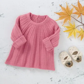 2021 M. Rudenį Baby Girl Megztinis Rudenį, Žiemą Šilta Colthes Vaikams Laisvalaikio Megztiniai Kieto Modelio Megzti Viršutiniai Drabužiai