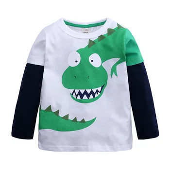 2021 m. Rudenį Puloveris Animacinių filmų Dinozaurų Spausdinti Kūdikių Berniukų Long Sleeve T-shirt Vaikams Laisvalaikio Viršūnes Vaikų Marškinėliai 2 3 4 5 6 Metų