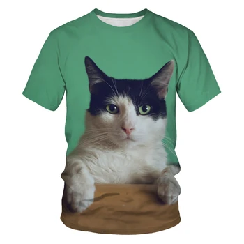2021 nauja šypsena Katė vyriški T-shirt 3d spausdinimo juokinga šalikas kačių mados O-kaklo atsitiktinis hipster vyrų negabaritinių marškinėliai