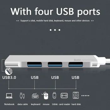 2021 NAUJAS C809 USB C Hub 4 in 1 USB C Tipo OTG Adapteris su USB 3.0 Prievadas + 3 USB 2.0 Prievadai, kad 