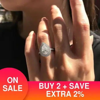 2021 naujas prabangus kriaušių kietas 925 sterlingas sidabro vestuvinis žiedas moterims 