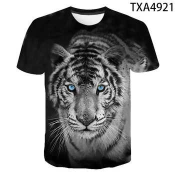 2021 Naujas Tigras 3D T-shirt Vyrai, Moterys, Merginos Vasaros Mados trumpomis Rankovėmis Atspausdintas Gyvūnų T-Shirt Kietas Viršūnes Berniukams, Mergaitėms, Vaikams, Drabužiai
