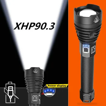 2021 Naujas XHP90.3 XHP70.2 LED Žibintuvėlis Taktinis Vandeniui Žibintuvėlis Zoom Medžioklės Kempingo Lempų, 26650 Galingas Įkraunamas Žibintuvėlis