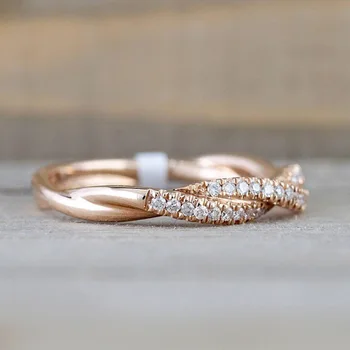 2021 naujus produktus Twist rožinė Aukso, sidabro spalva mados žada amžinybės juostos vestuvių Žiedą, kad mergina, moteris, panele, papuošalai R5008