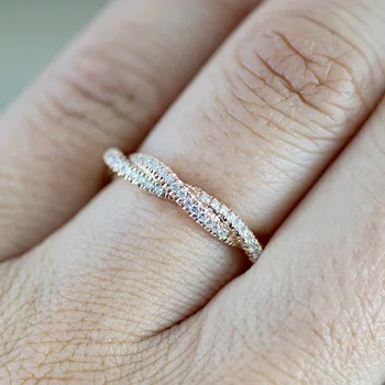 2021 naujus produktus Twist rožinė Aukso, sidabro spalva mados žada amžinybės juostos vestuvių Žiedą, kad mergina, moteris, panele, papuošalai R5008