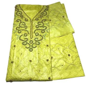 2021 Unikalus Naujos geltonos spalvos, siuvinėta heidi bazin riche getzner su tiulio, nėrinių audinys Afrikos heidi bazin audinio moterų suknelė ba092
