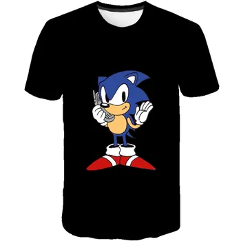 2021 Vasaros Mados Sonic Ežys T-shirt Vaikams Berniukams trumpomis Rankovėmis, Trišakiai Kūdikių Vaikai 3d sonic Viršūnes Mergaičių Drabužiais 3 15Y