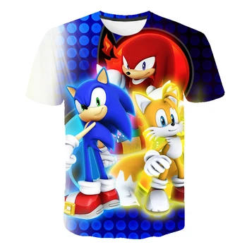 2021 Vasaros Mados Sonic Ežys T-shirt Vaikams Berniukams trumpomis Rankovėmis, Trišakiai Kūdikių Vaikai 3d sonic Viršūnes Mergaičių Drabužiais 3 15Y