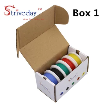 20AWG 30m/box Lankstaus Silikono Kabelis Viela 5 spalvų Derinys dėžutė 1? 2 paketas Konservų suvyta viela, Elektros Laidai DIY
