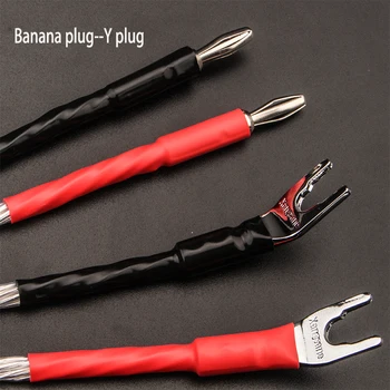 20cm 8Ag OCC sidabro padengtą hifi garsiakalbių kabelis tiltas kabelio, garsiakalbių garso kabelis banana plug-Y plug/banana plug-bananų /Y plug-Y