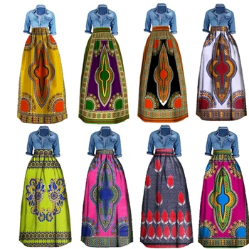 20Color Afrikos Mados Moterų Dashiki Sijonas, Medvilnės, Aukštos Juosmens heidi bazin Riche Tradicinių 2020 M. Afrikos Ponios Drabužiai S-6XL