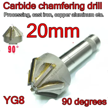 20mm*90degrees 12mm Petiole 4flutes YG8 karbido chamfering Gręžimo Tvarkymo, ketaus, vario, aliuminio ir t.t.