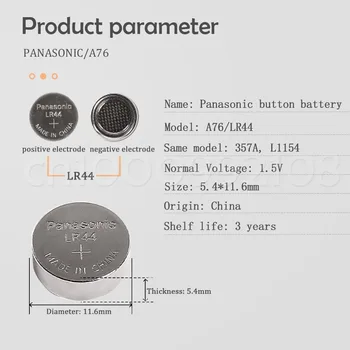 20Pcs/2Packs PANASONIC LR44 A76 13TN 0%Hg SR1154 357 LR 44 1,5 V Cell baterija baterijos skaičiuoklė 0%Hg