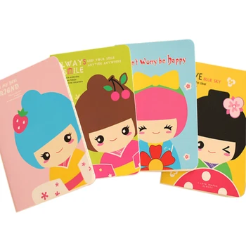 20pcs/daug Japonų Kimono Mergina Mini Notepad Mielas Sąsiuvinis Animacinių filmų Pastaba Knyga Mažosioms mokyklinės prekės, Didmeninė