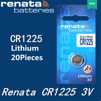 20Pcs/daug renata ličio Baterija CR1225 3V %100 originalus prekių renata 1225 baterija