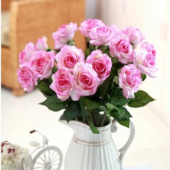 20pcs/set Rožių žiedų puokštė Royal Rose upscale dirbtinės gėlės Šilko nekilnojamojo touch rožių žiedų namų vestuvių dekoravimas