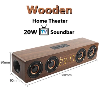 20W Mediniai TV Soundbar Portable Bluetooth Speaker Belaidės Kolonėlės Namų Kino Bass Stereo Multi-funkcija žemų dažnių garsiakalbis su FM TF