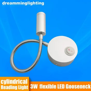 220v LED Lanksčia Gooseneck Skaityti Sienų apšvietimo Naktiniai Rotacijos Ranka Perjungti Kotelis Lempa, Aukso/Sidabro Aliuminio 3w Šiltai Balta