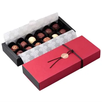 24 * 9 * 3.5 CM 10 rinkinių, mėlyna raudona šokolado kartono dėžutės Valentino Dienos, Kalėdų, gimtadienio dovana pakuotė laikymo dėžutė